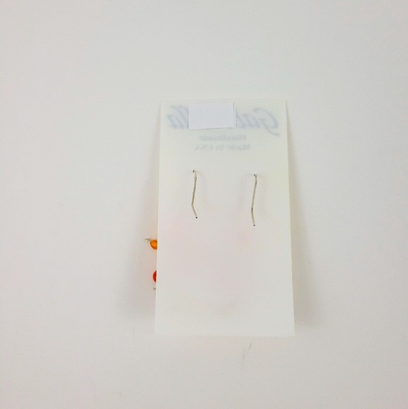 Orange Beaded Drop Sterling Silver Earrings - Picture 3 of 5